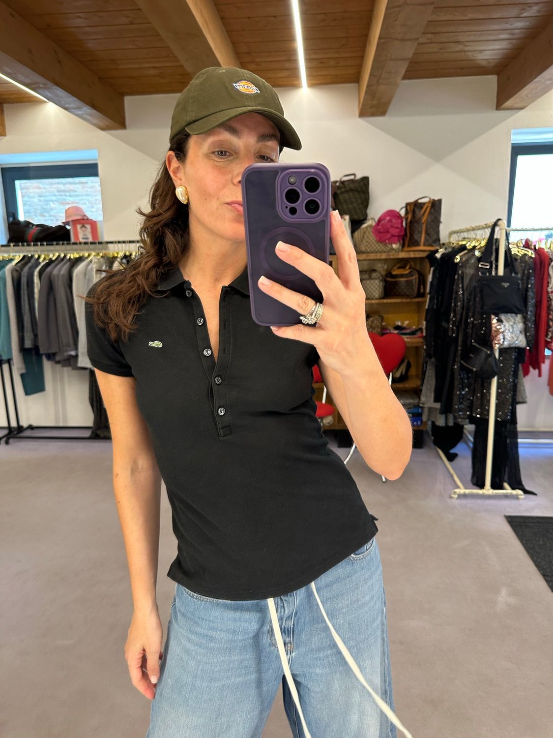 POLO LACOSTE DONNA NERA TG S