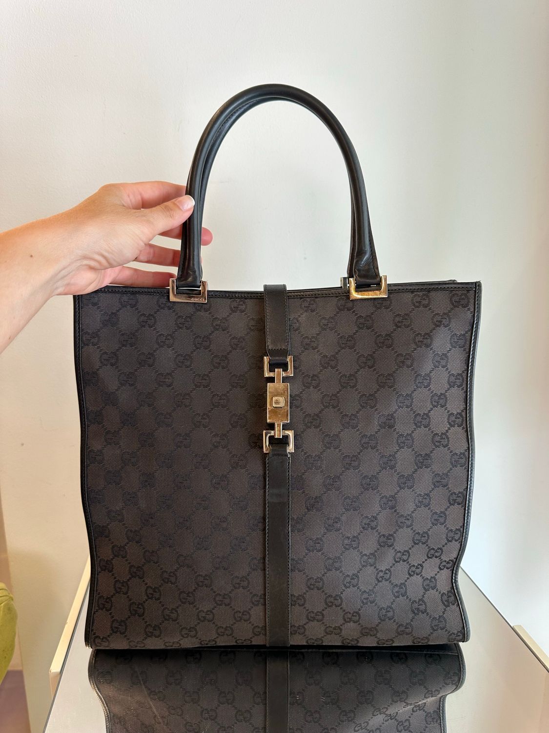 GUCCI JACKIE SQUADRATA VINTAGE ANNI 2000 TOTAL BLACK