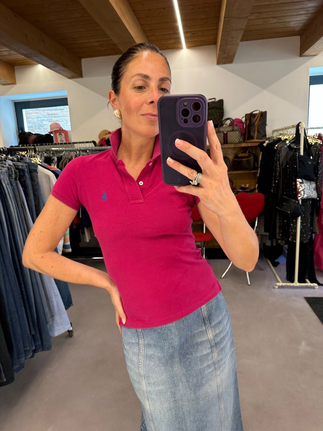 POLO RALPH LAUREN DONNA CICLAMINO TG S SLIM