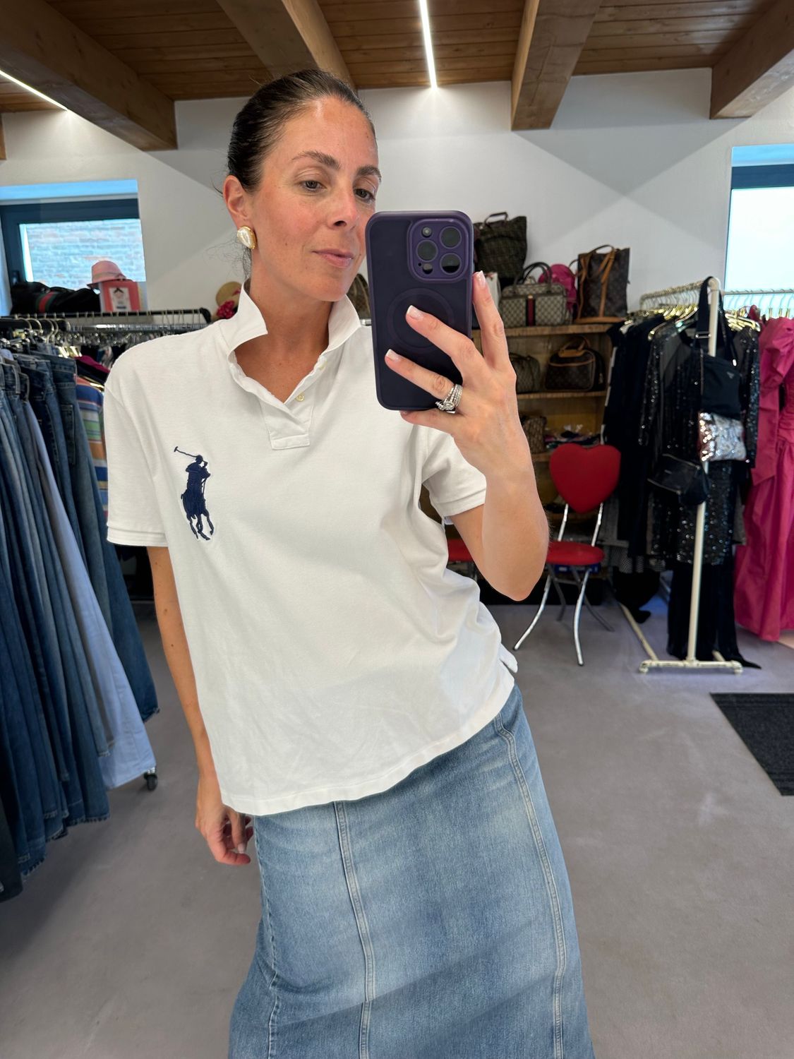 POLO RALPH LAUREN BIANCA CAVALLONE E NUMERO BLU