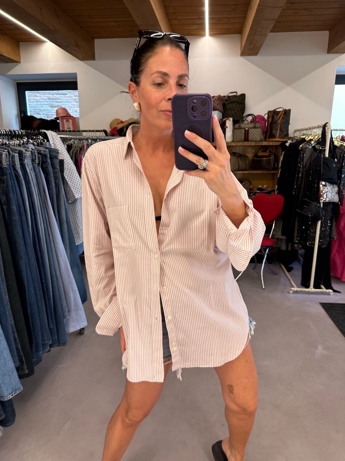 CAMICIA AQUASCUTUM RIGHE BIANCHE ROSA TG XL