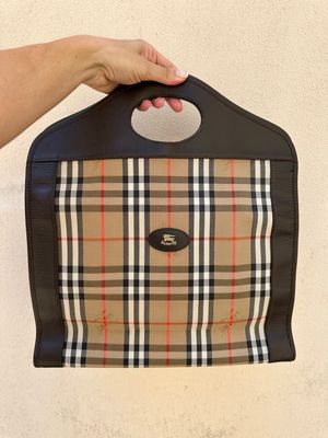 BORSA BURBERRY PELLE E TESSUTO FANTASIA 