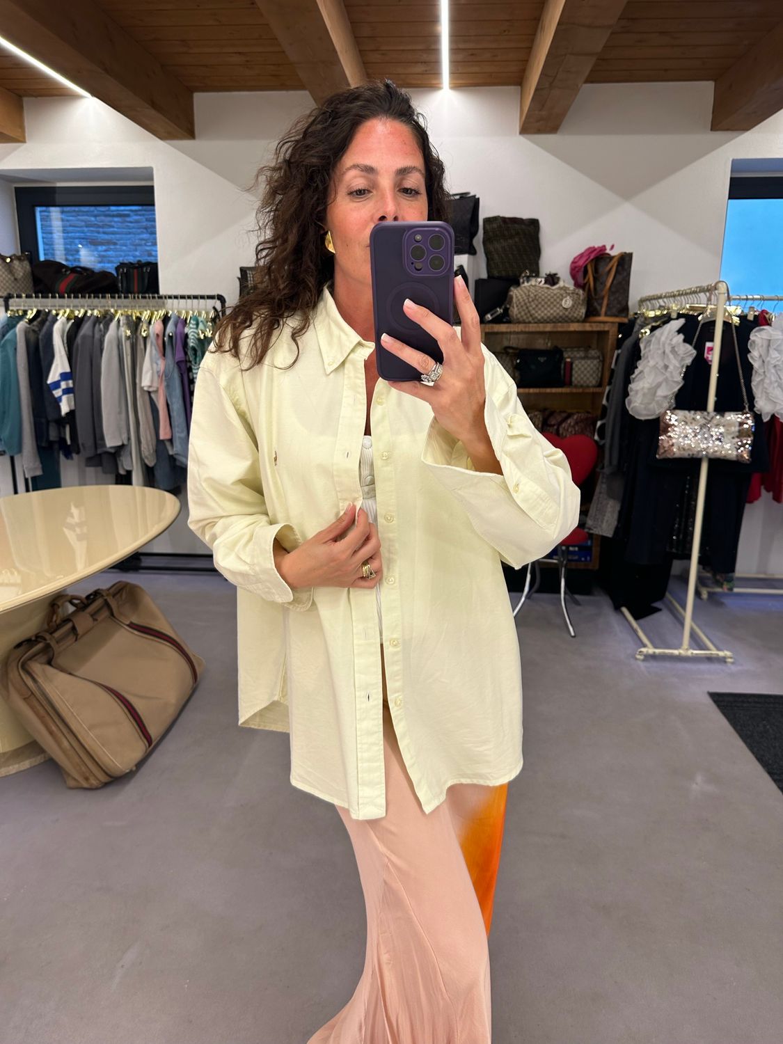CAMICIA RALPH LAUREN MANICA LUNGA GIALLO PASTELLO OXFORD BOTTON DOWN CAVALLINO DETTAGLIATO TG XL UNISEX