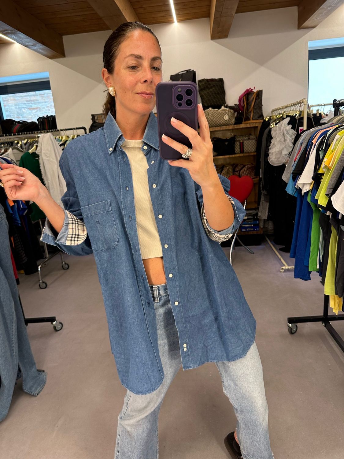 CAMICIA DENIM BURBERRY UNISEX OVER