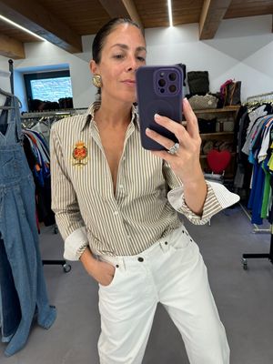 CAMICIA RALPH LAUREN ROYAL KAKY RIGA BIANCA TG M SLIM