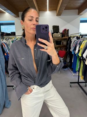 CAMICIA LACOSTE ANTRACITE TG L UNISEX LOGO RICAMATO SUL TASCHINO