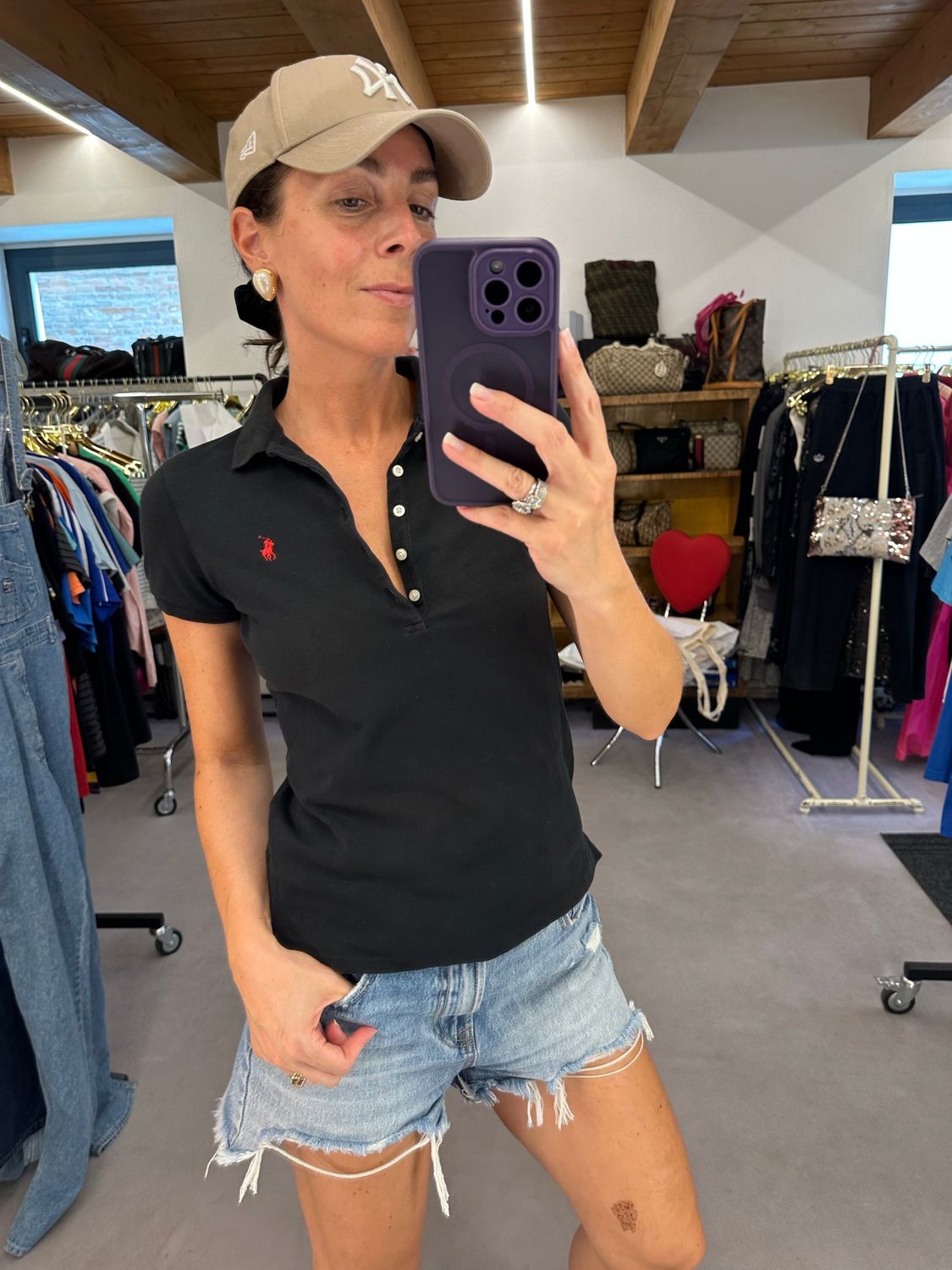 POLO RALPH LAUREN NERA DONNA CAVALLINO ROSSO TG M SLIM