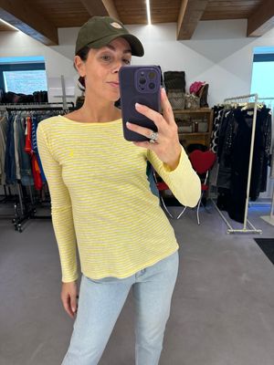 T-SHIRT RALPH LAUREN MELANGE RIGHE BIANCHE GIALLE CAVALLINO GIALLO TG S