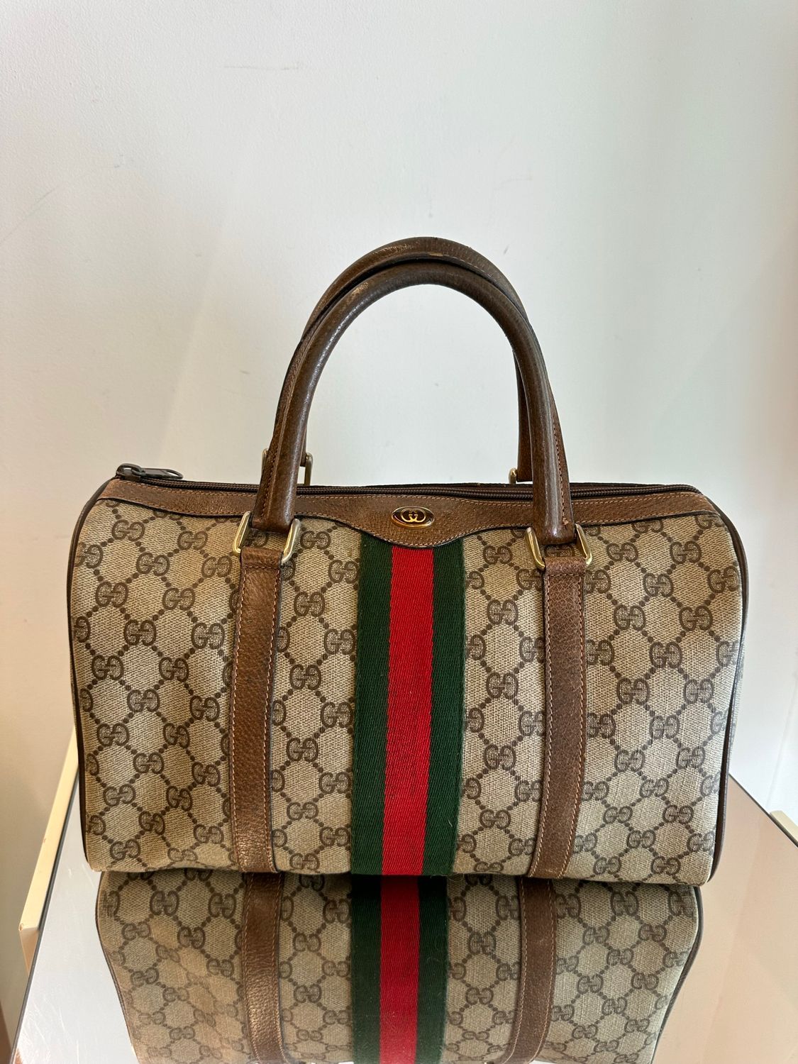 GUCCI BOSTON VINTAGE LINEA OPHIDIA MARRONE