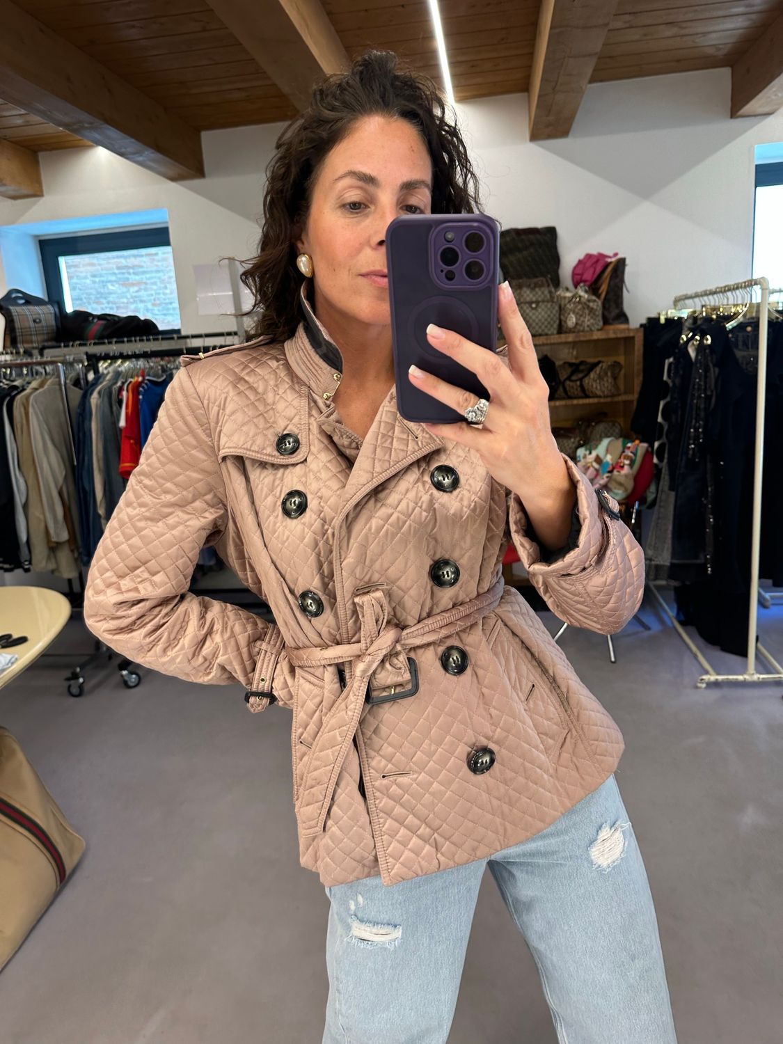 TRENCH TRAPUNTATO BURBERRY DONNA TG L