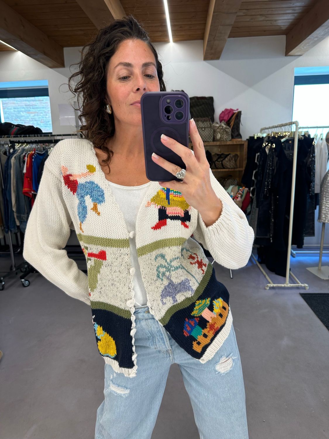 CARDIGAN VINTAGE COTONE FANTASIA JACQUARD 