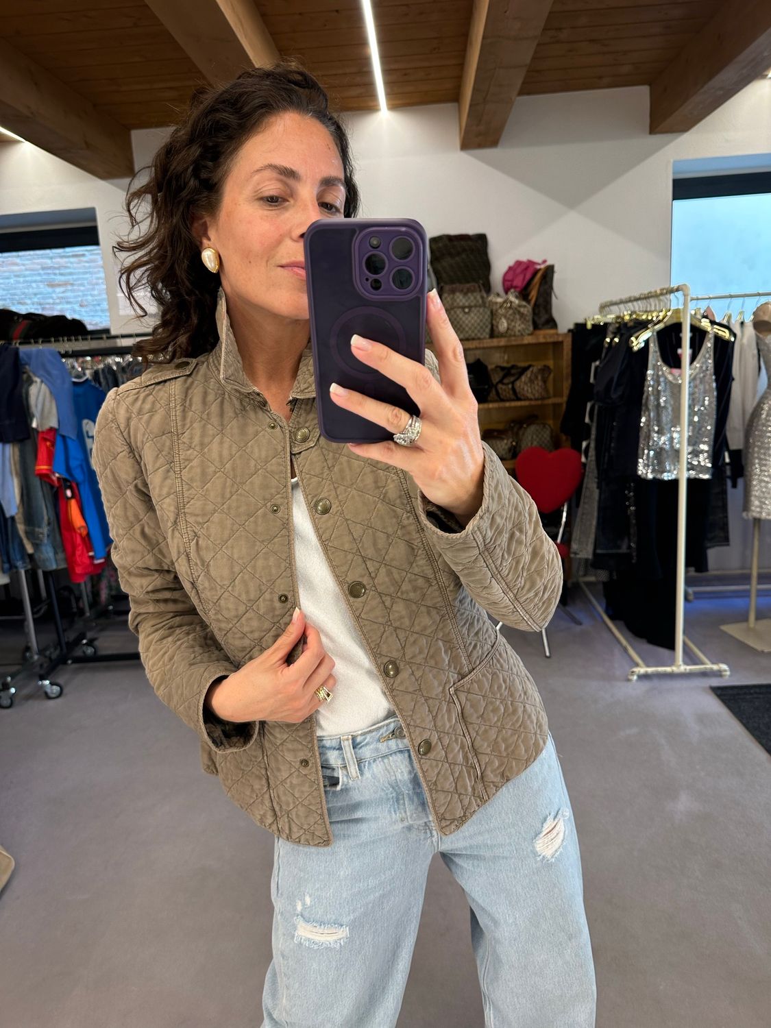 TRAPUNTINO BURBERRY DONNA TOCCO SETA COTTA KAKI TG M
