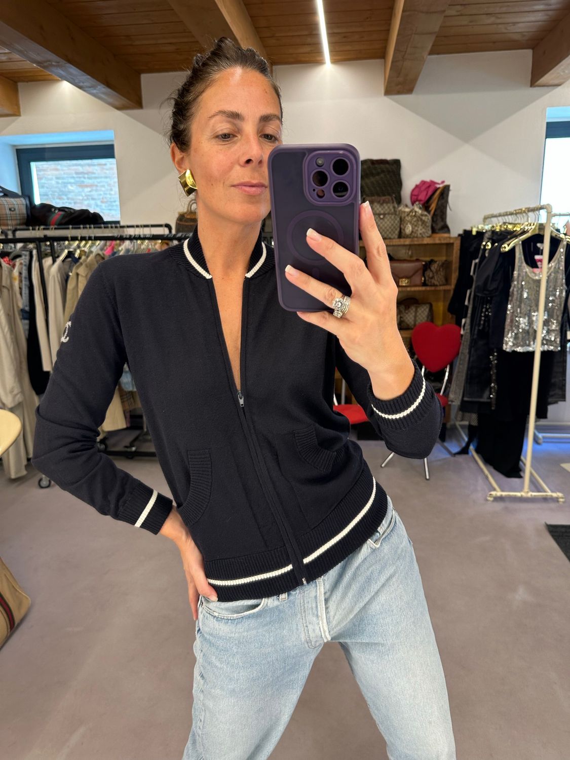 BOMBER CHANEL UNIFORM MARINE/WHITE