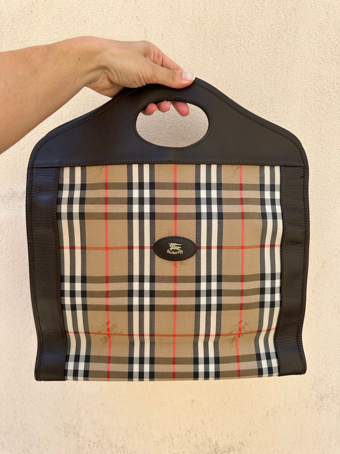 BORSA BURBERRY PELLE E TESSUTO FANTASIA 