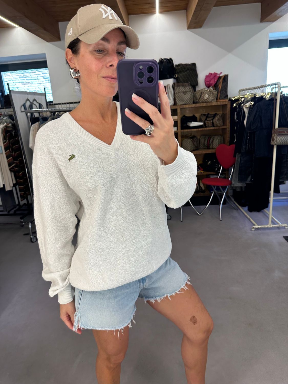MAGLIONCINO LACOSTE SPUGNA BIANCA V NECK TG XL UNISEX