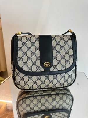 BORSA GUCCI VINTAGE BLU E ORO