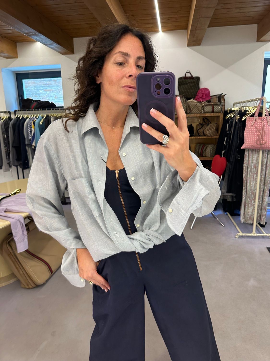 CAMICIA YSL LINO AZZURRO 