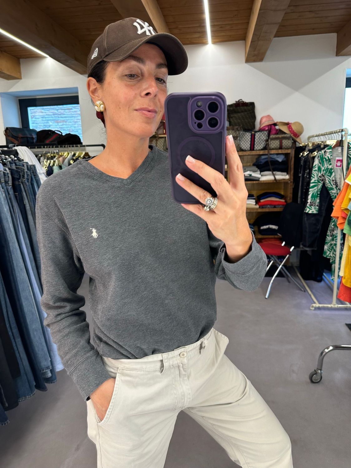FELPINA RALPH LAUREN NIDO D APE GRIGIO ANTRACITE TG M