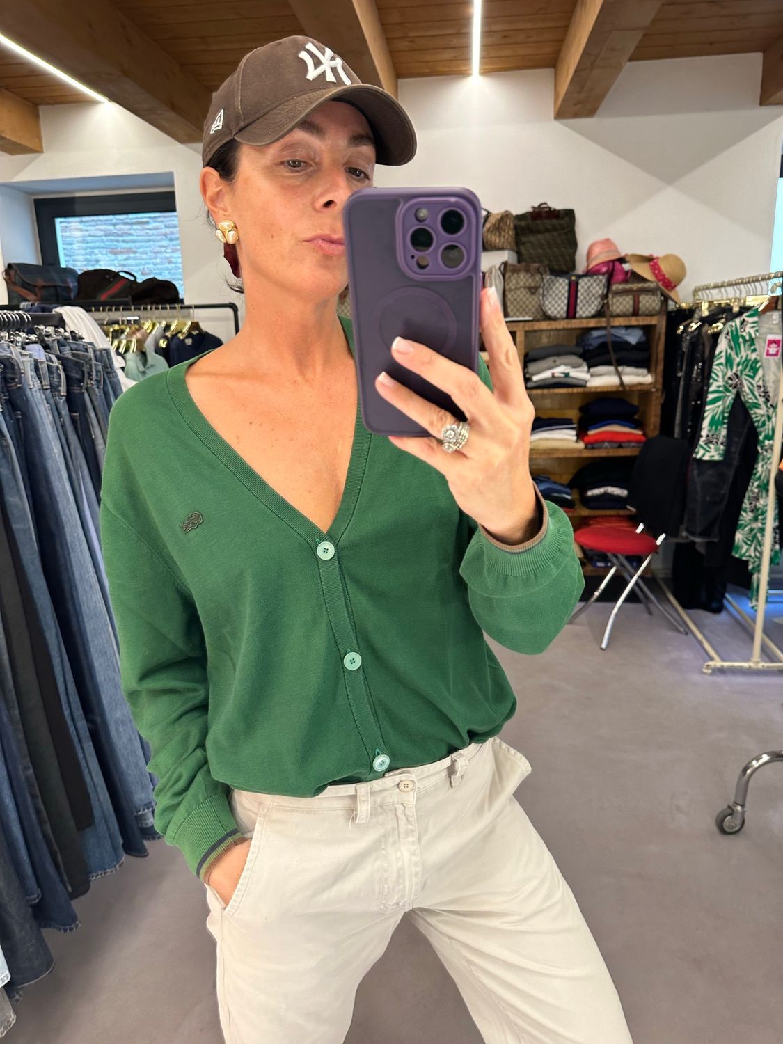 CARDIGAN LACOSTE VERDE SMERALDO 