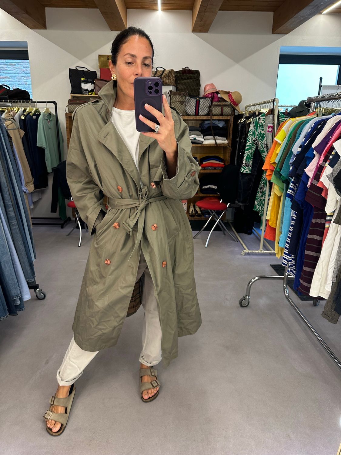TRENCH VINTAGE DOPPIOPETTO KAKI VERDE