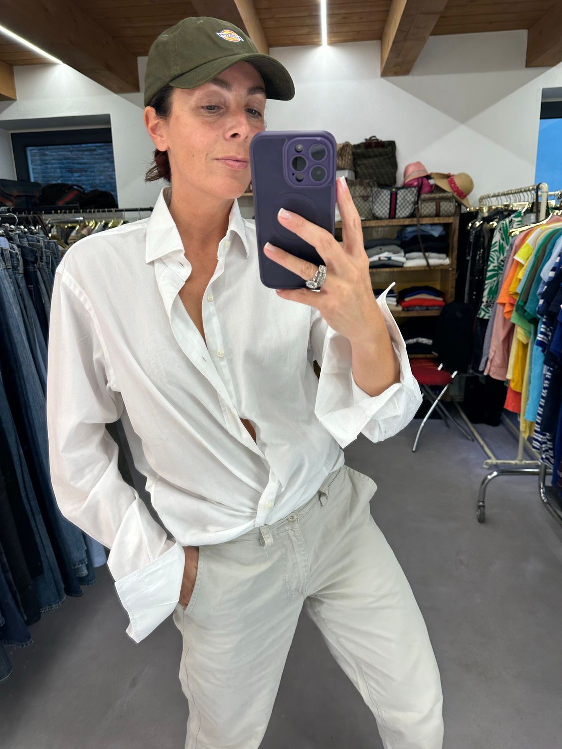 CAMICIA BIANCA RALPH LAUREN LOGO LATERALE POLSINI PER GEMELLI TG L UNISEX