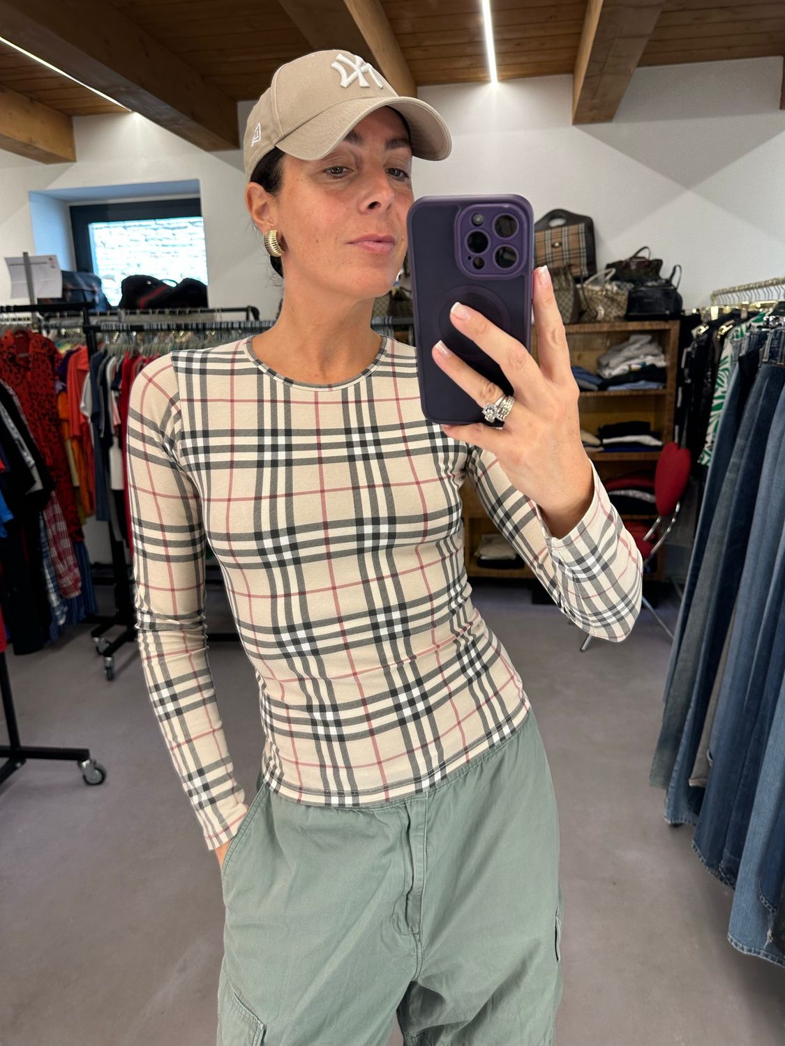 T-SHIRT MANICA LUNGA BURBERRY FANTASIA CHECK GIROCOLLO TG S