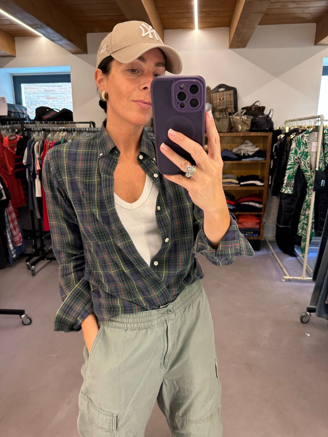 CAMICIA RALPH LAUREN SCOZZESE BLU VERDE TG S UNISEX BOTTONDOWN