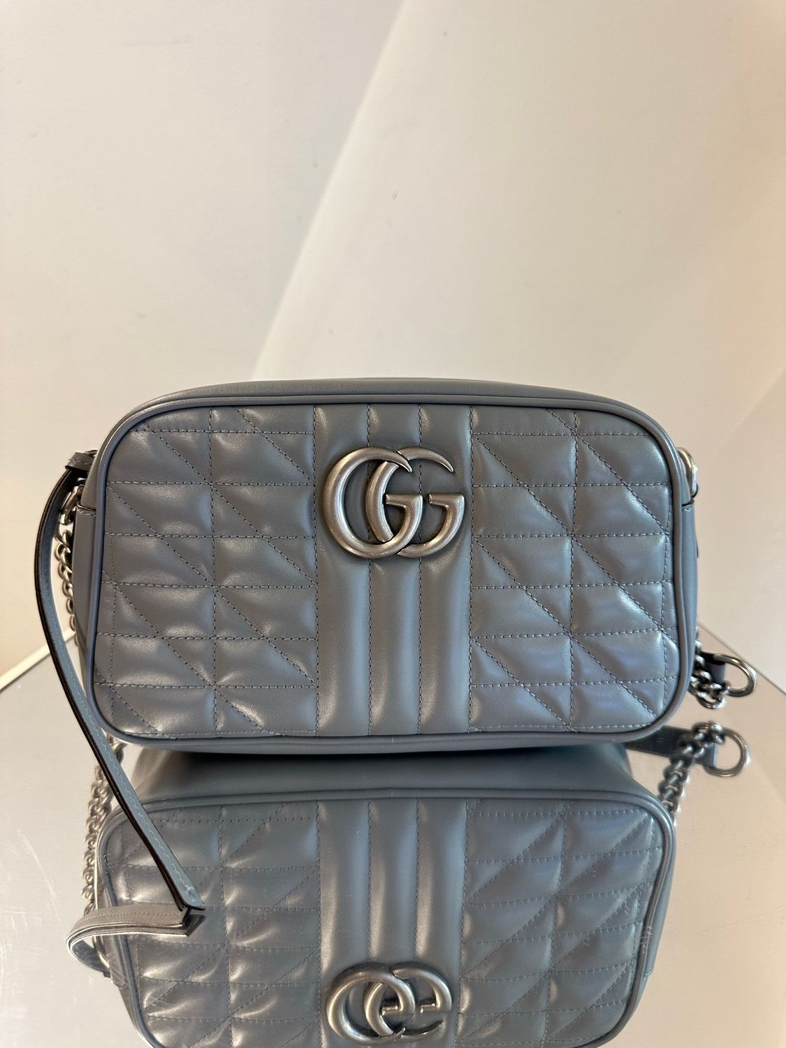 GUCCI MARMONT PELLE GRIGIA HARDWARE ARGENTO