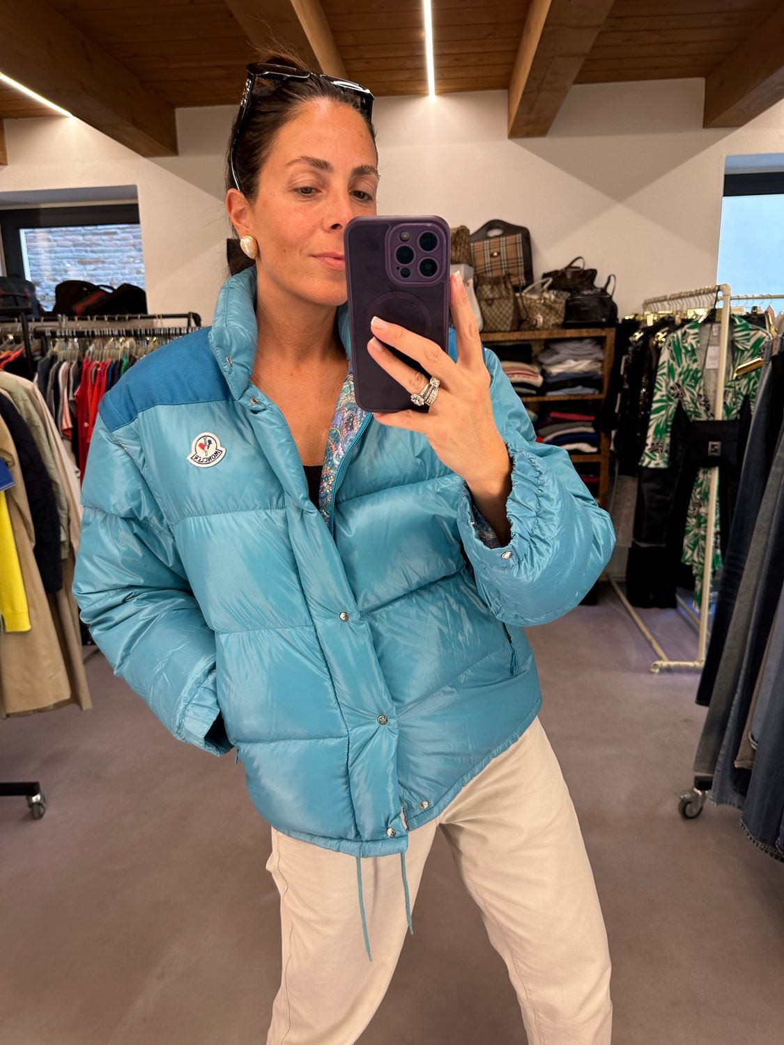 MONCLER VINTAGE MANICHE STACCABILI TURCHESE TG 1
