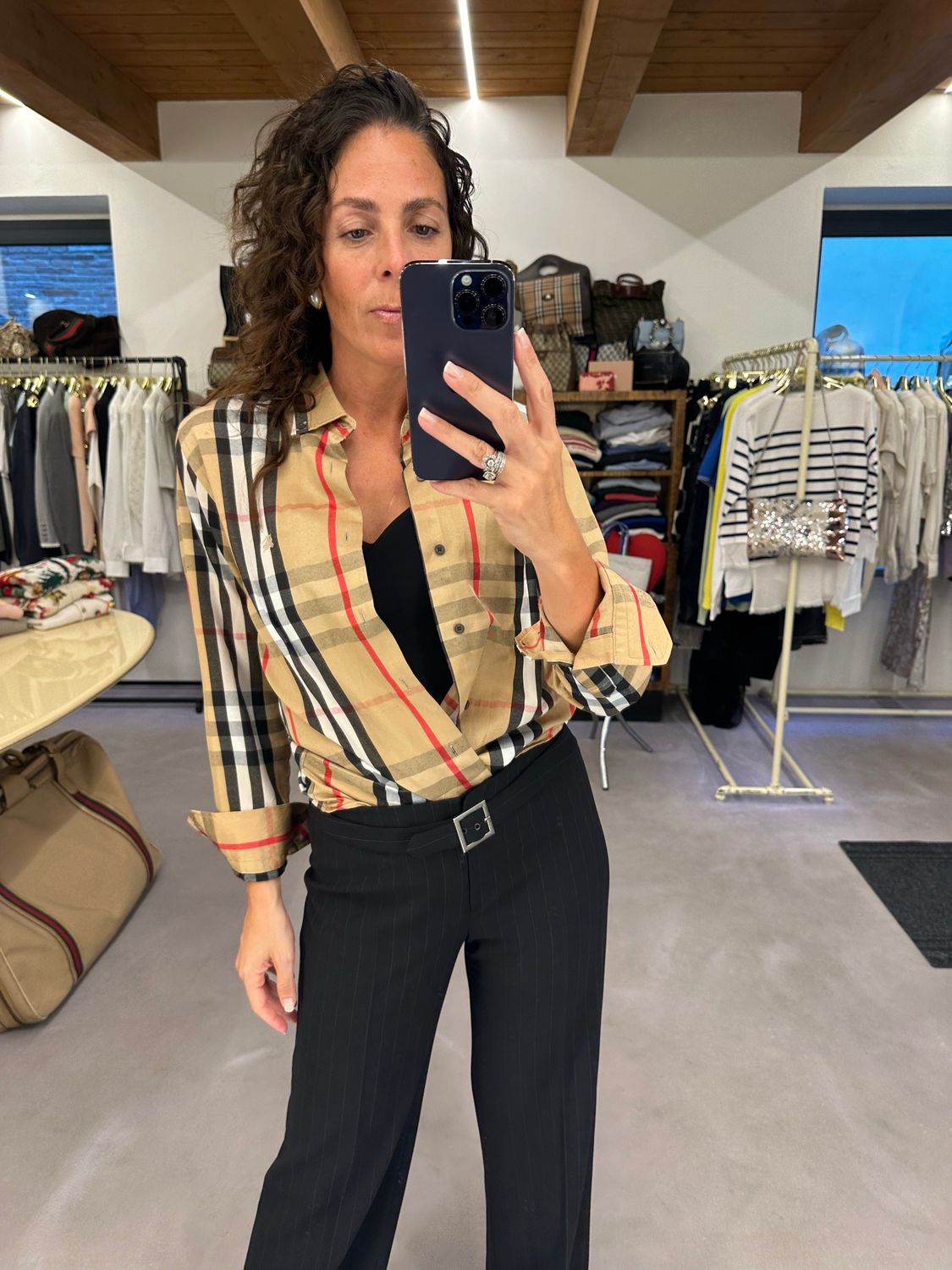 CAMICIA BURBERRY CHECK GRANDE CLASSICO TG M BOTTON DOWN COTONE OXFORD