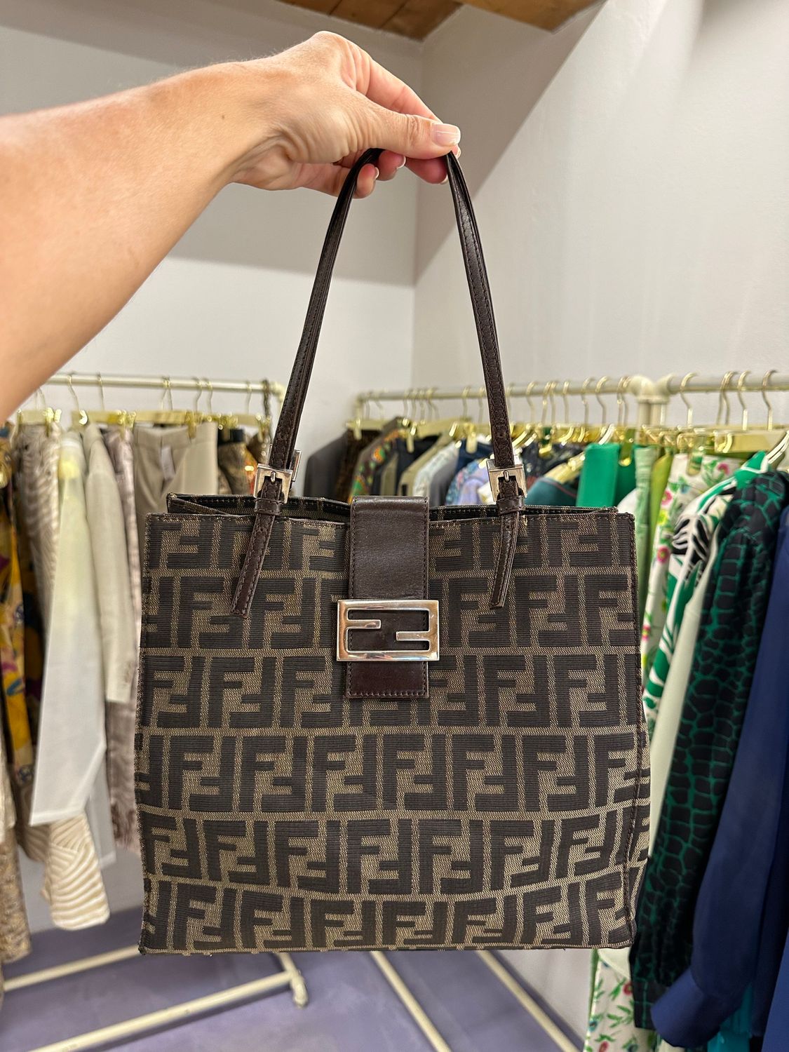BAGUETTE SQUADRATA FENDI ZUCCA LARGE
