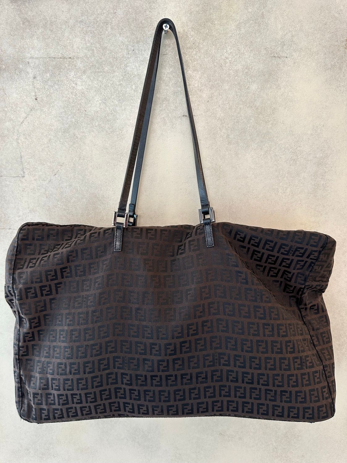 BORSA FENDI TESSUTO MONOGRAM ZUCCHINO MARRONE/NERO