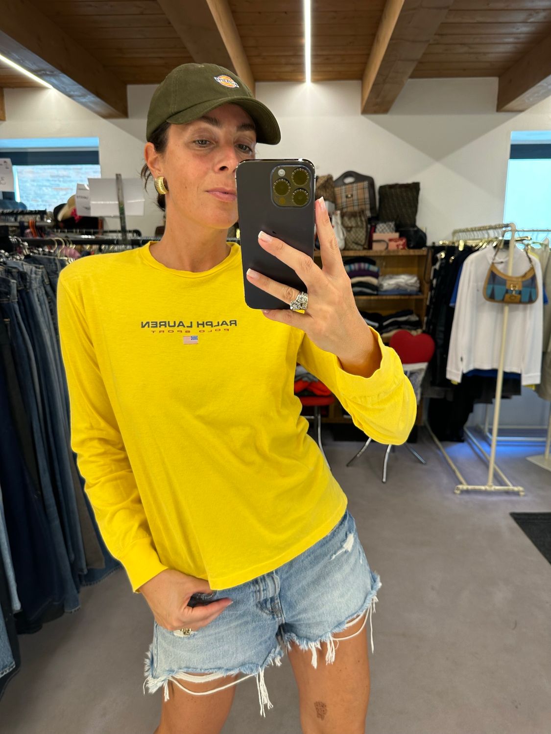 T-SHIRT POLO RALPH LAUREN MANICA LUNGA GIALLA CON STAMPA LOGO 