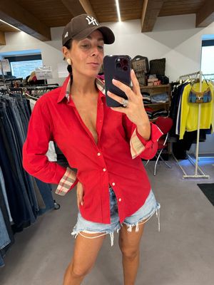 CAMICIA BURBERRY ROSSA DETTAGLI CHECK