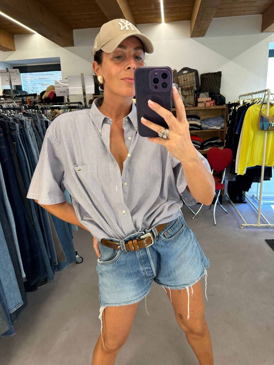 CAMICIA LACOSTE MANICA CORTA RIGHINE BIANCHE AZZURRE