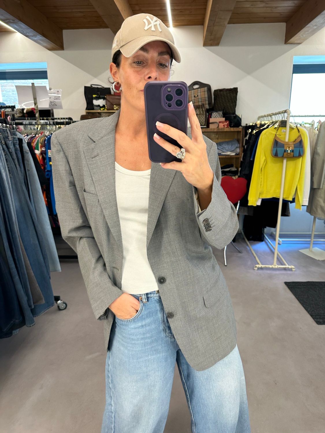 BLAZER BURBERRY FRESCO DI LANA GRIGIO PERLA UNISEX TG 48