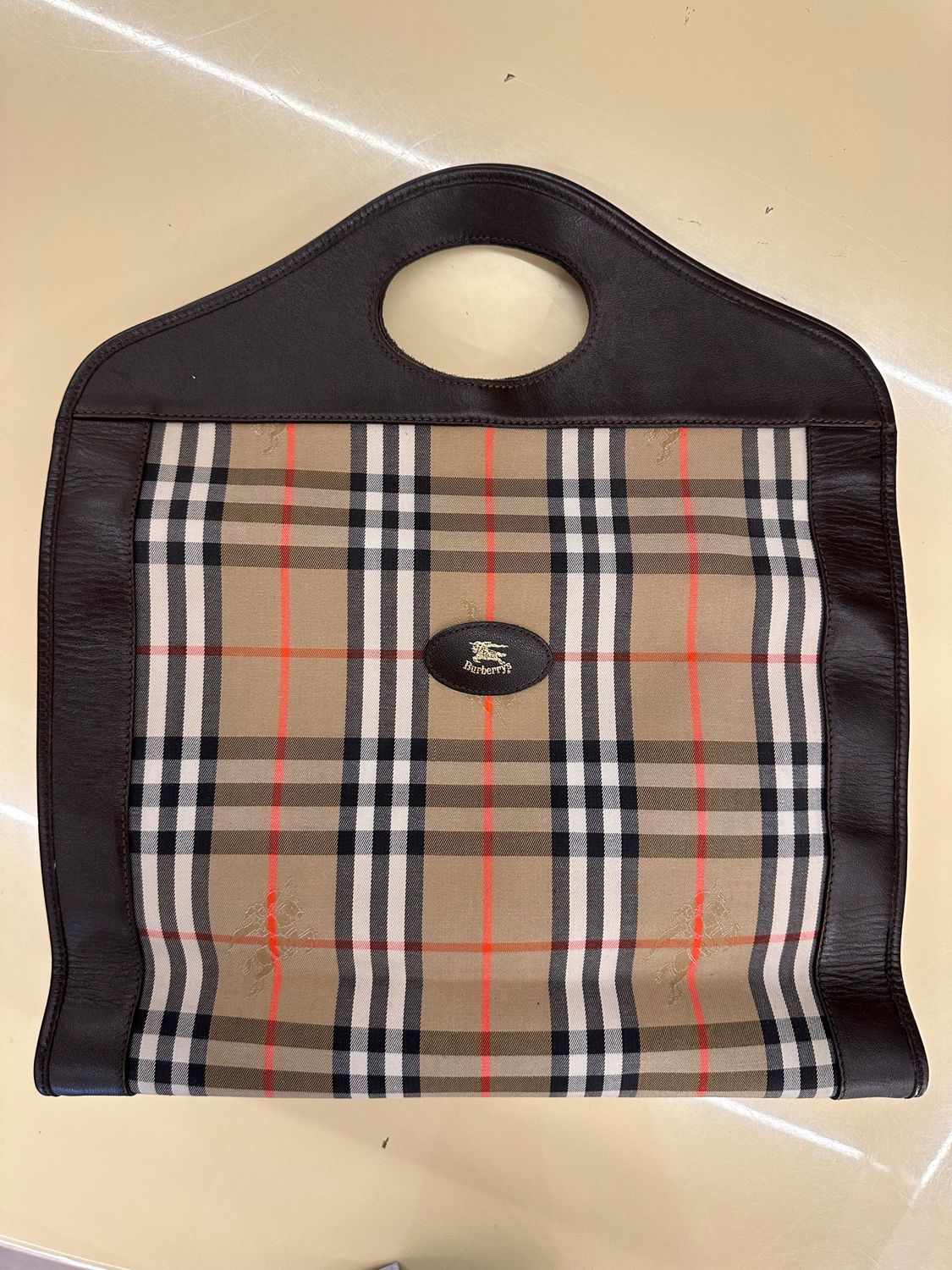 BORSA BURBERRY CHECK E PELLE TESTA DI MORO