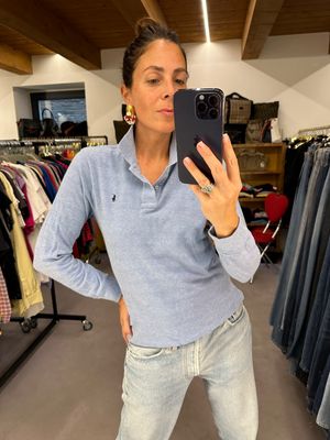 POLO RL MANICA LUNGA AZZURRO MELANGE TG S