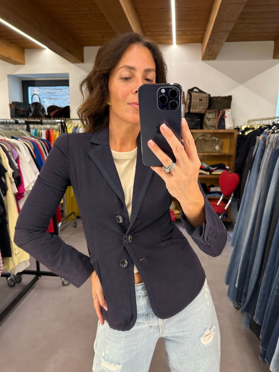 GIACCA EMPORIO ARMANI COTONE PESANTE TOCCO VELLUTATO BLU