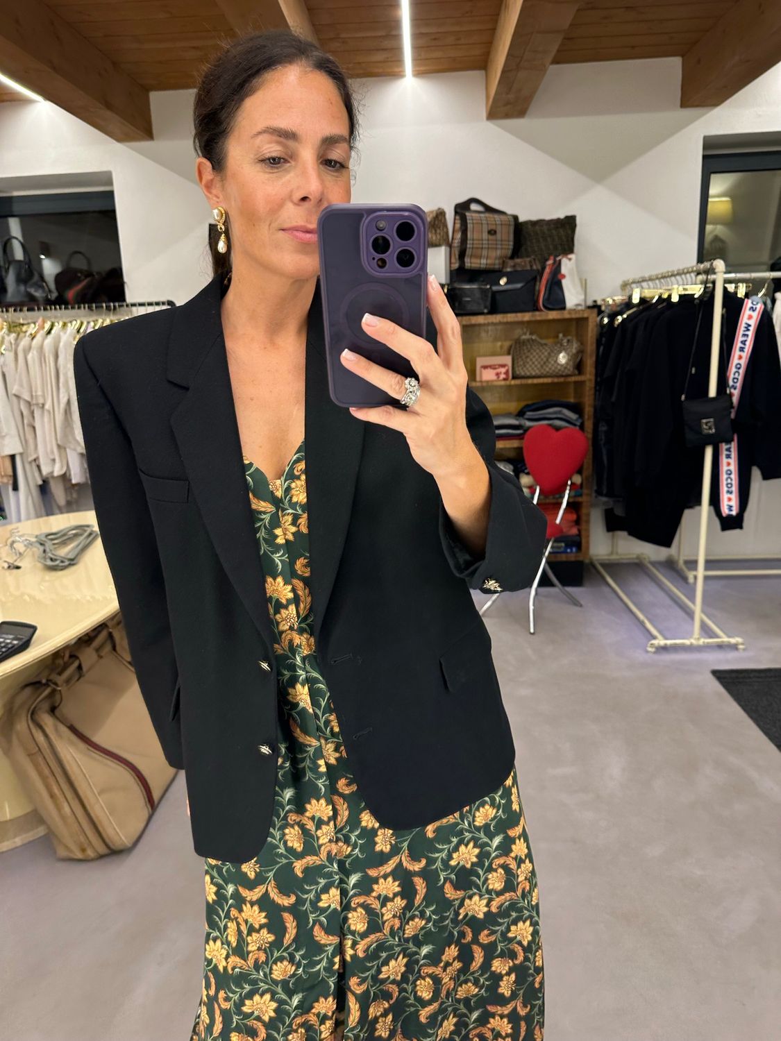 BLAZER DONNA BURBERRY PURA LANA NERA BOTTONI ORO LOGO