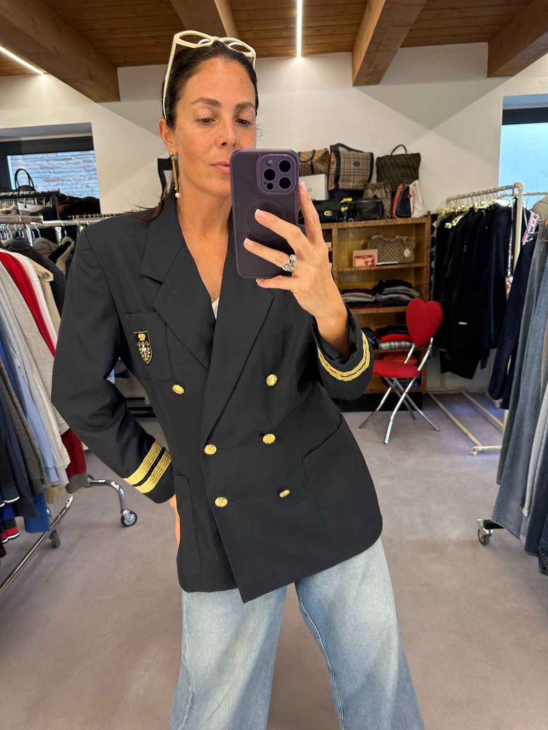BLAZER VINTAGE BLU DETTAGLI ORO