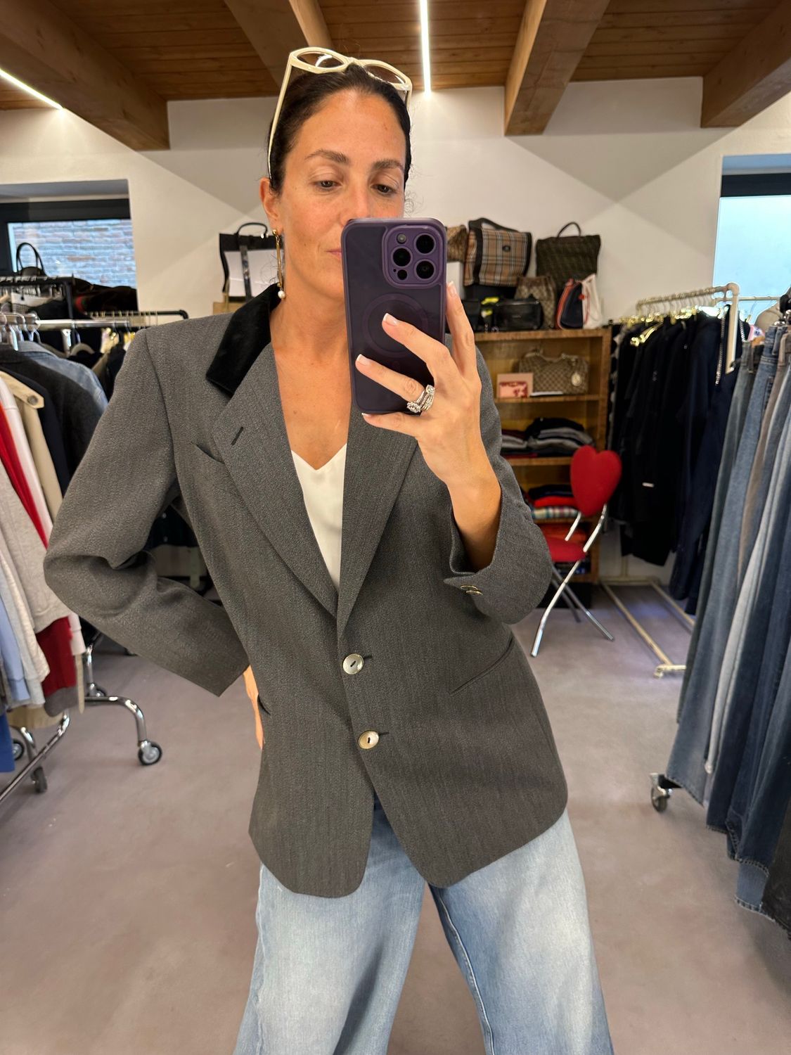 BLAZER BURBERRY GRIGIO REVER VELLUTO NERO LISCIO