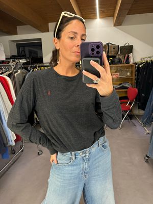 T-SHIRT RALPH LAUREN MANICA LUNGA GRIGIO ANTRACITE TG L