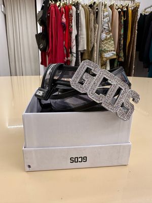 CINTA GCDS NERA PLEXI LOGO STRASS