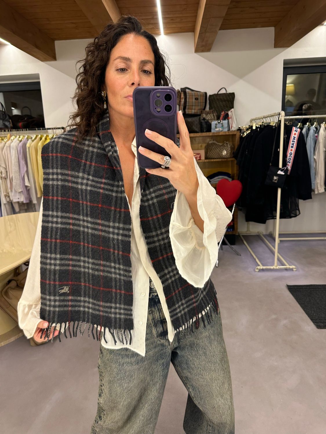 SCIARPA BURBERRY GRIGIO ANTRACITE FANTASIA CHECK