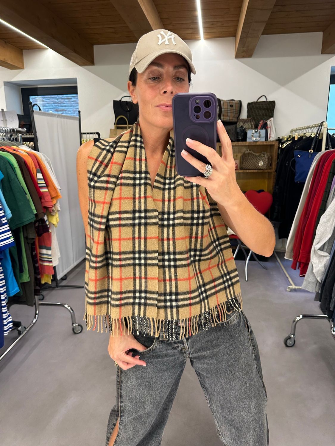 SCIARPA BURBERRY PURO CASHMERE FANTASIA CHECK CLASSICA CAMMELLO