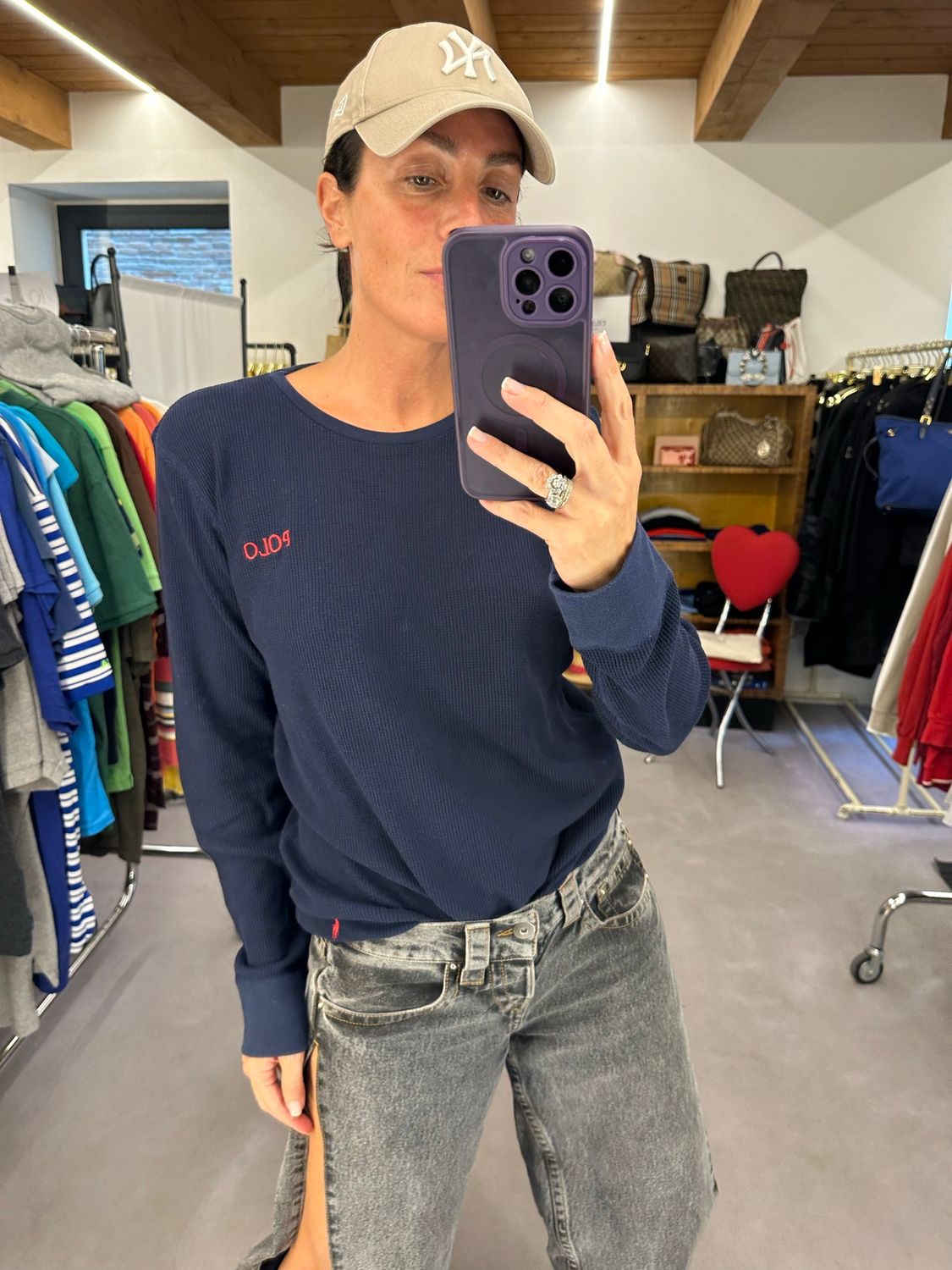 FELPINA RALPH LAUREN NIDO D APE BLU DOPPIO LOGO TG L UNISEX