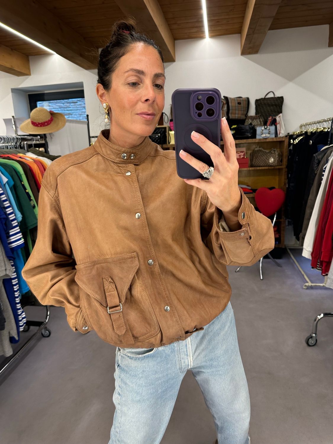 BOMBER IN VERA PELLE MORBIDISSIMA COLOR MOU TG M UNISEX