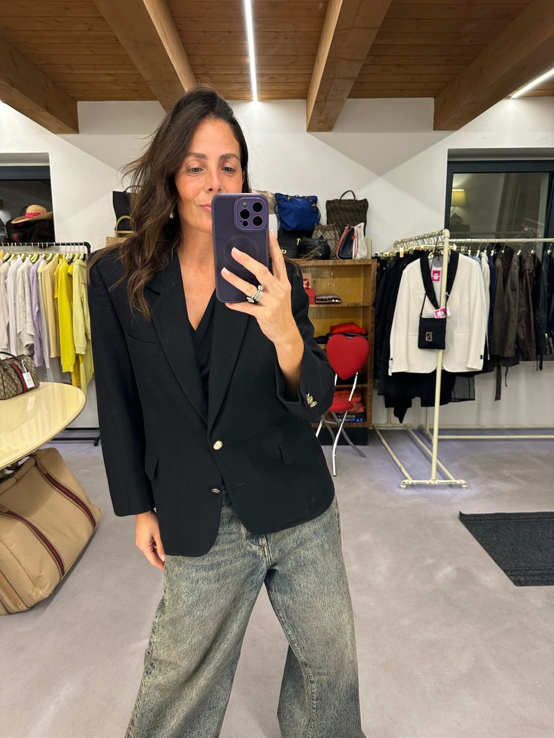 BLAZER DONNA BURBERRY PURA LANA VERGINE NERO BOTTONI ORO
