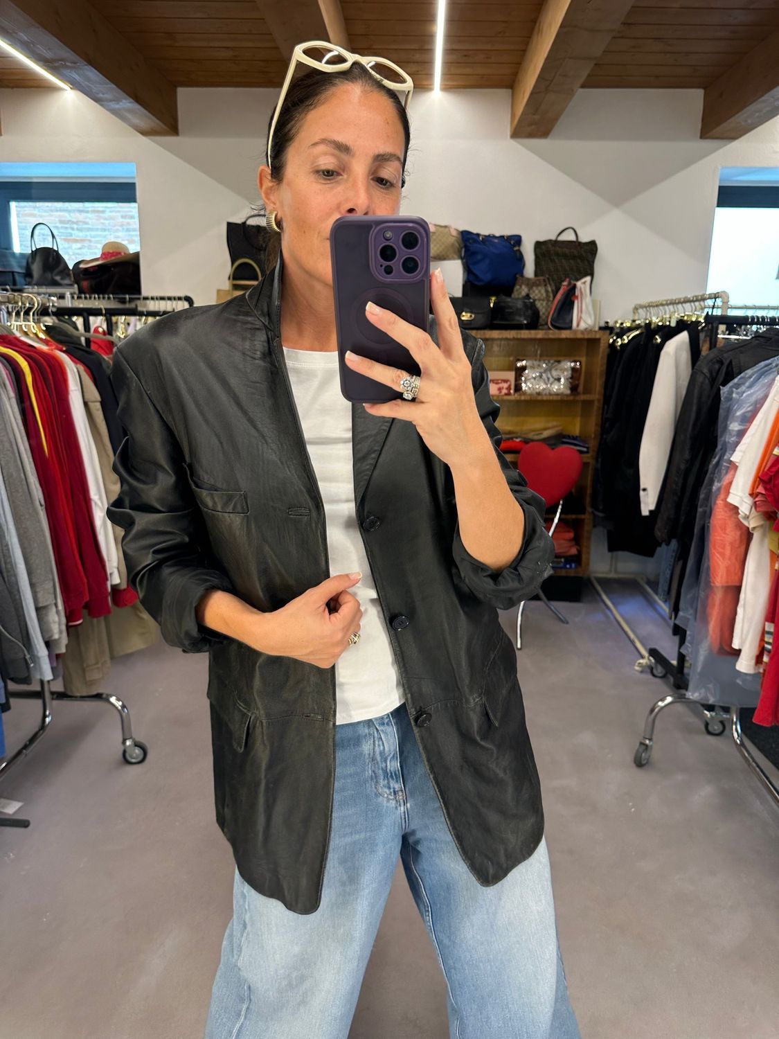 BLAZER VERA PELLE NERA UNISEX TG L